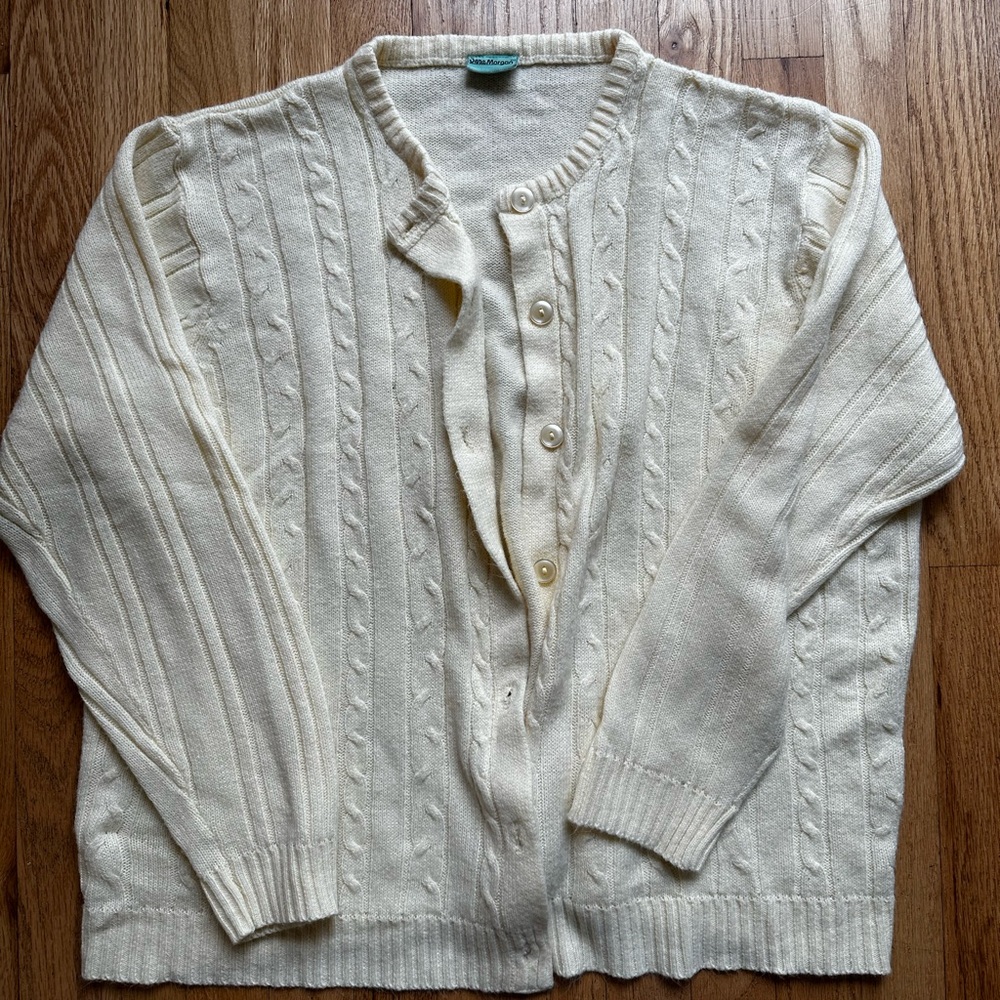 butter yellow Cable-Knit Cardigan